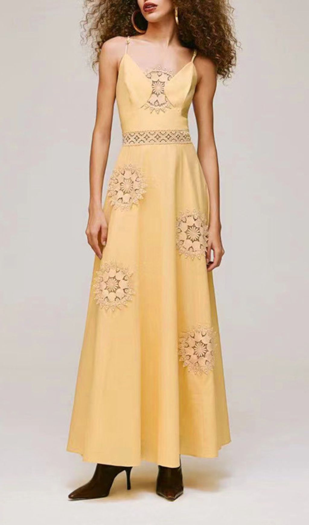 Emmali Golden Lace Two-Piece Maxi Dress Set