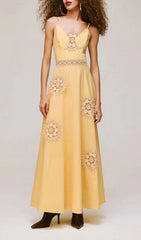 Emmali Golden Lace Two-Piece Maxi Dress Set