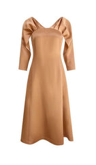 Bethan Draped V-Neck Midi Dress with Pockets