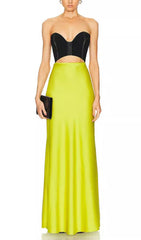 Emery Strapless Two-Tone Cutout Maxi Dress