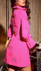 Acelin Fuchsia Floral Statement Mini Dress