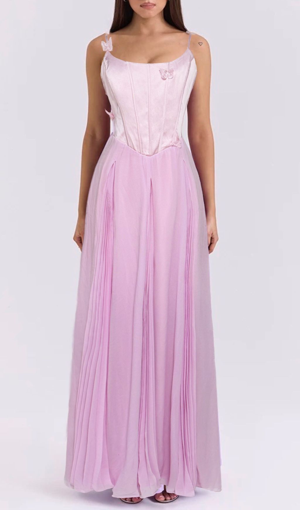Glain Ethereal Lavender Butterfly Corset Maxi Dress