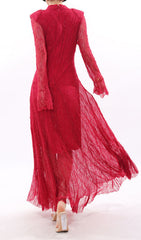 Stunning Ruby Red Sparkle Lace Maxi Dress
