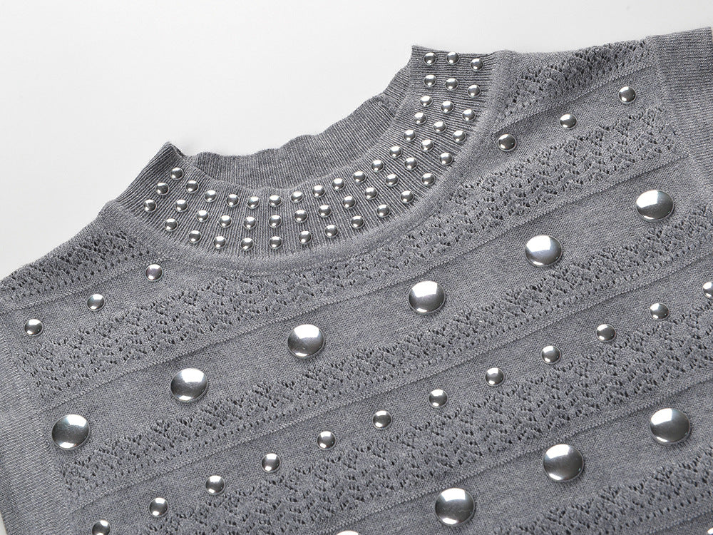 Venus Embellished Pointelle Knit Maxi Dress