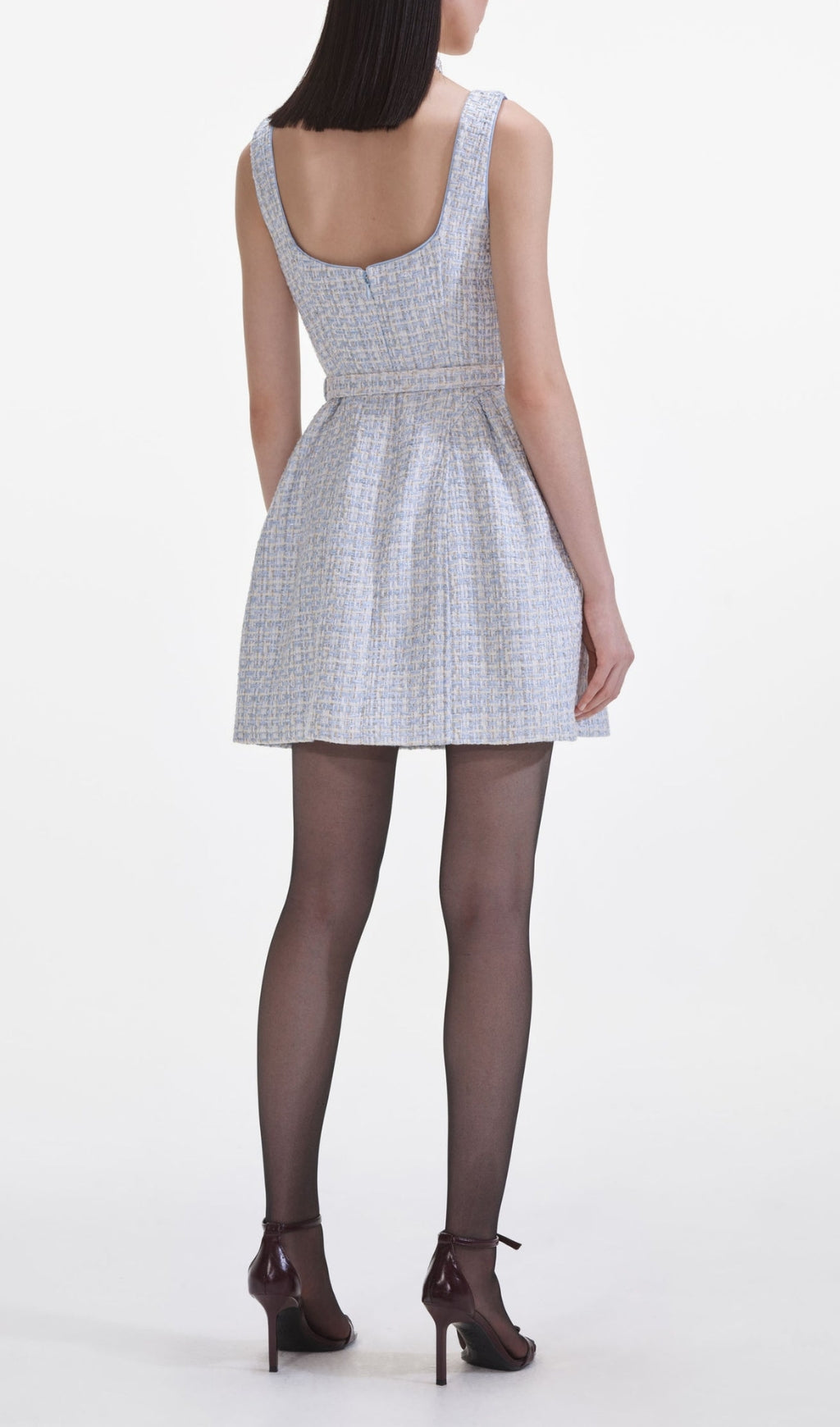 Chic Blue Boucl Tweed Mini Dress