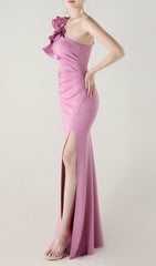 Stunning One-Shoulder Ruffle Maxi Dress
