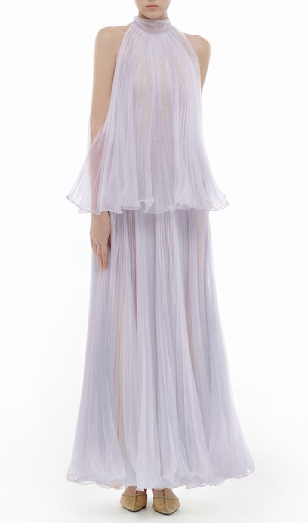 Halona Ethereal Halter Mesh Maxi Dress