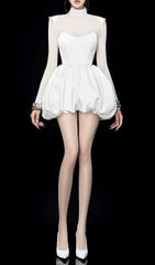 Jana Chic White Bubble Hem Mini Dress