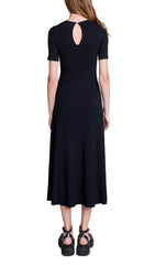 Rokane Black Ribbed Knit Maxi Dress