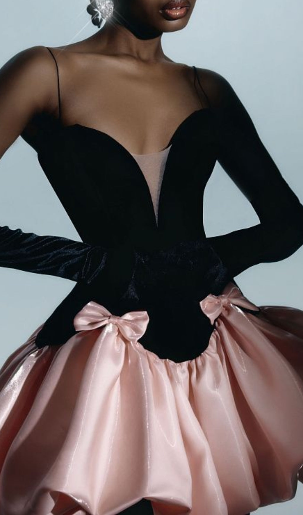 Chic Black & Pink Bow Mini Dress