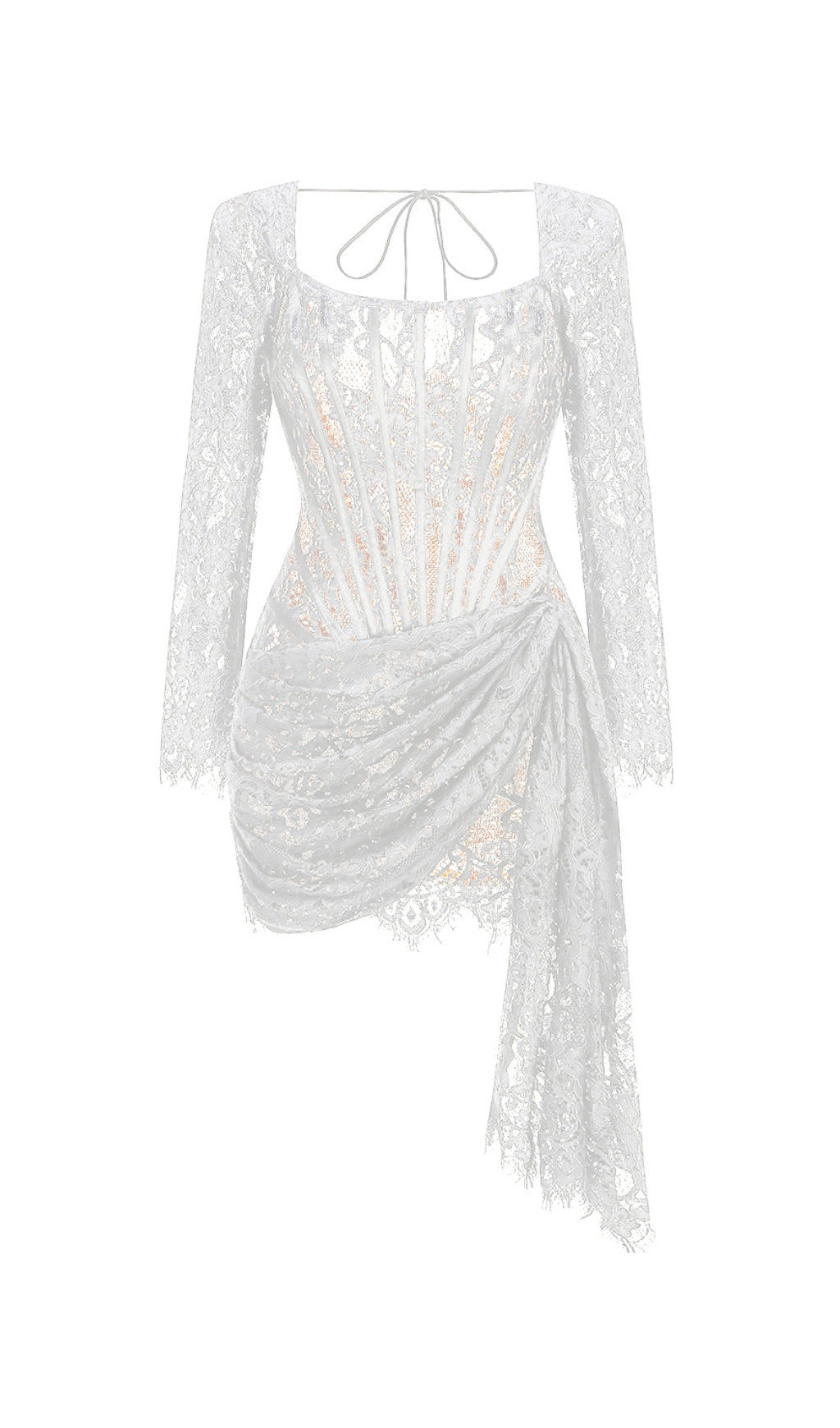 Callan Black Lace Long Sleeve Corset Mini Dress