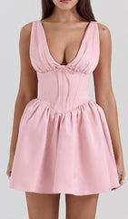 Dhara Chic Pink Corset Mini Dress