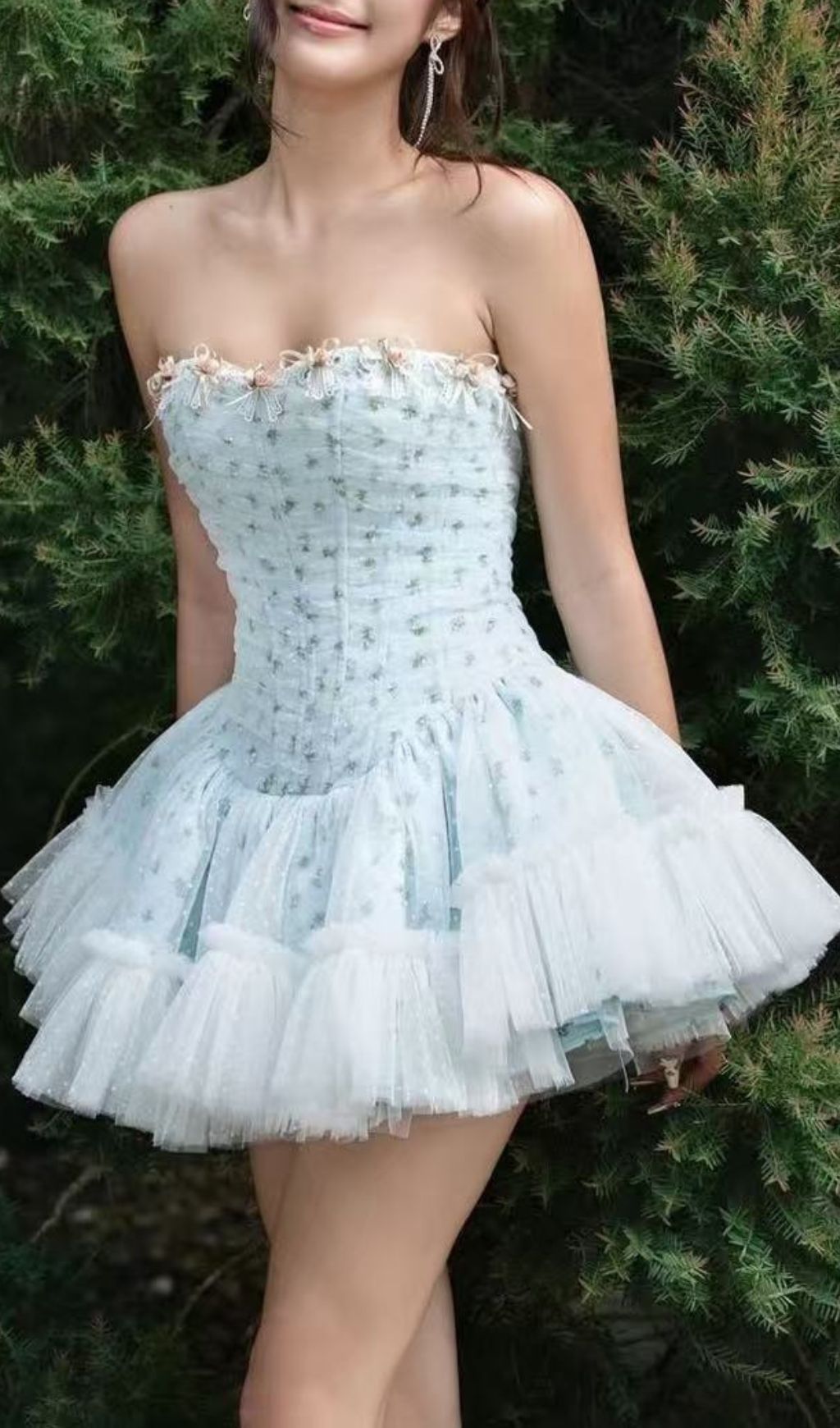 Jaylynn Blue Floral Corset Mini Dress