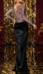 Kjartan Glamorous High Neck Spider Web Velvet Maxi Dress