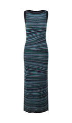 Jamaica Blue Shimmer Stripe Knit Maxi Dress