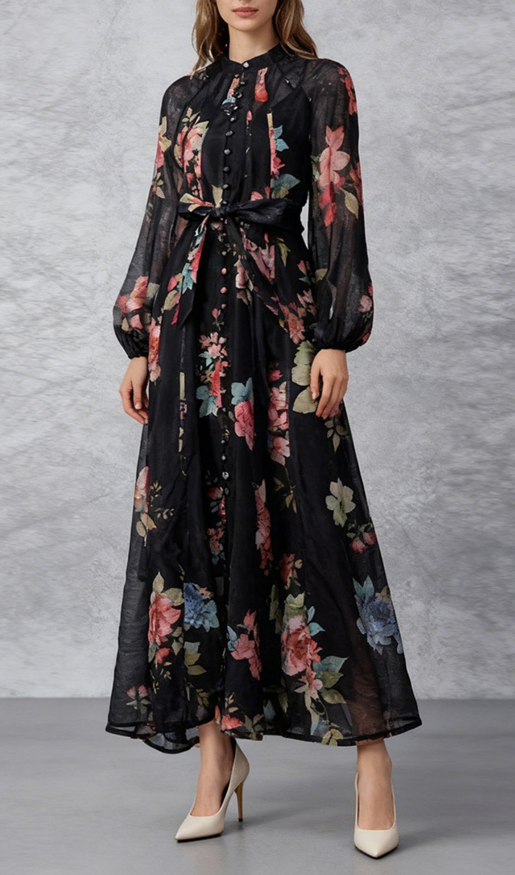 Jitka Black Floral Maxi Dress