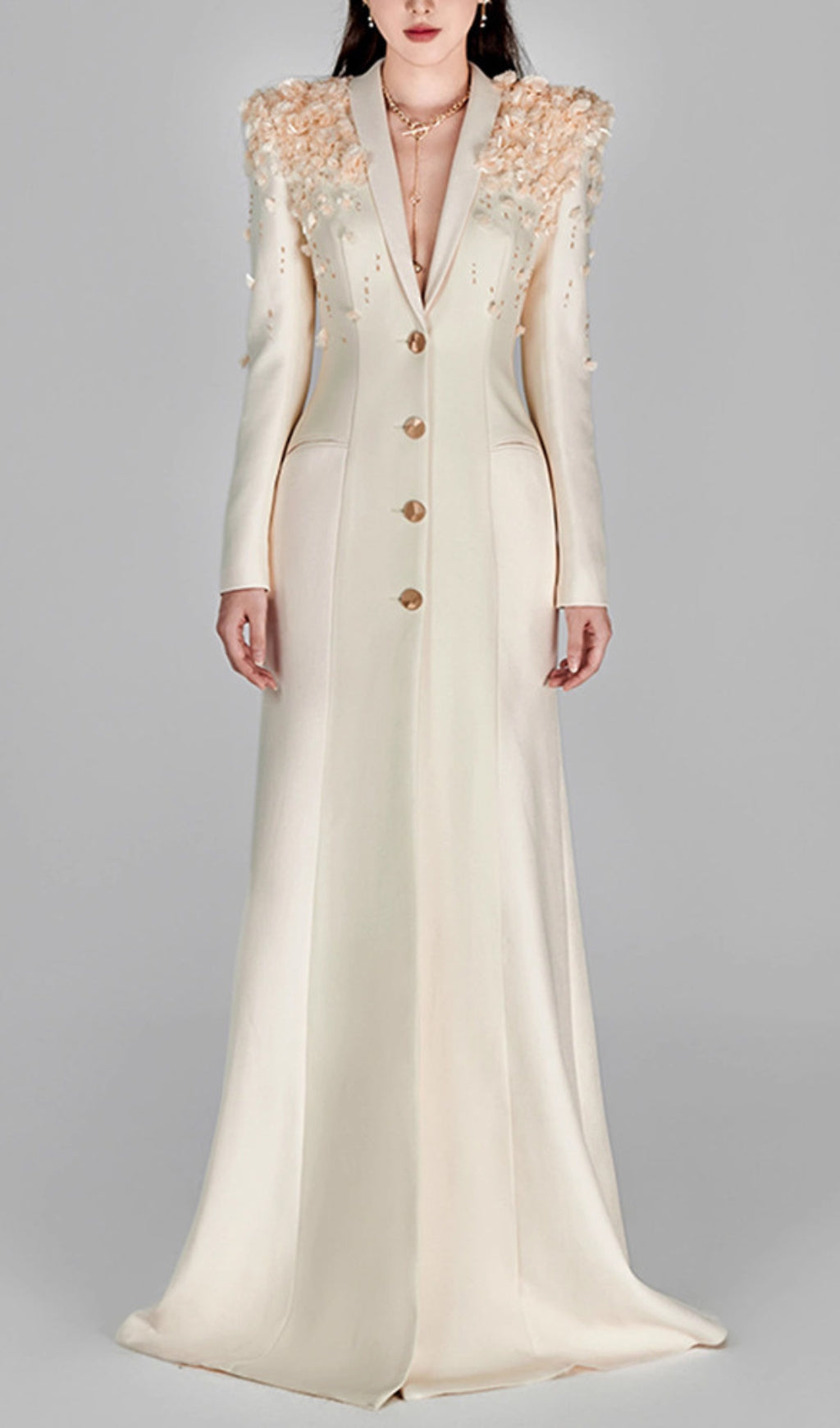 Boudewijn Floral Embellished Maxi Blazer Gown
