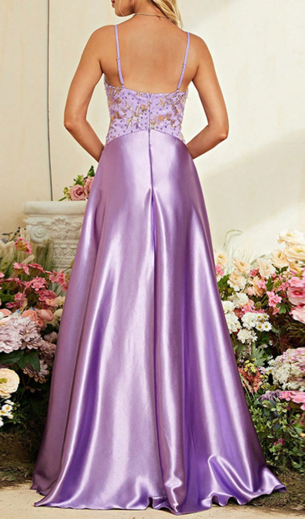 Dierk Glamorous Purple Sequin V-Neck Maxi Dress