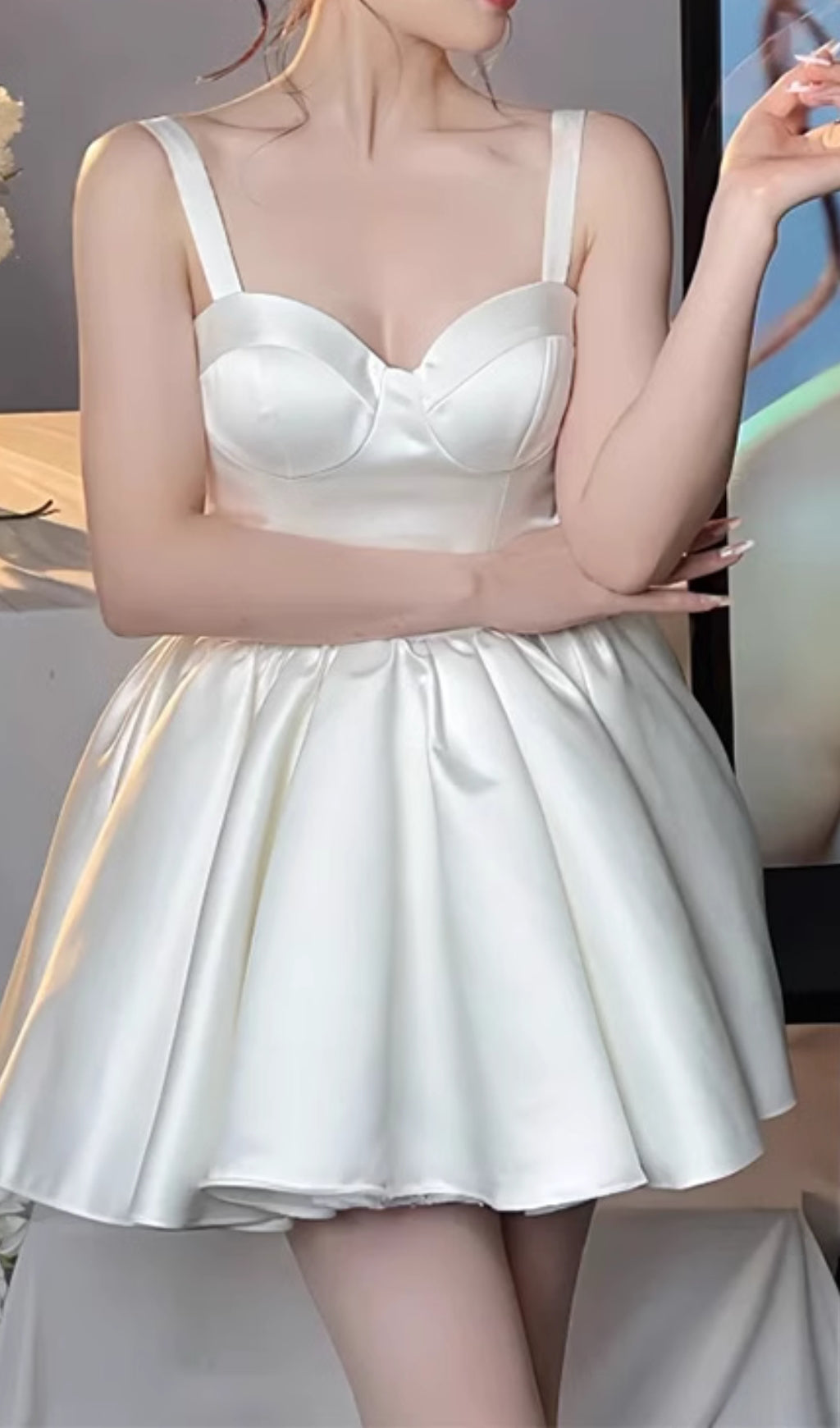 Eleanor White Sweetheart Mini Dress