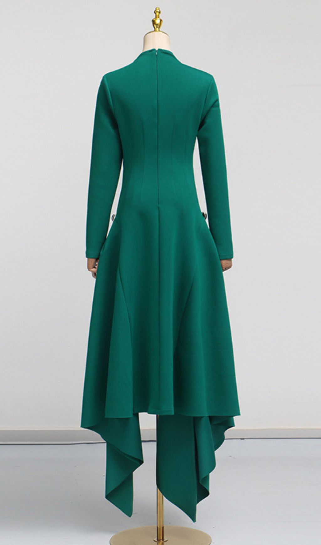 Johnna Emerald Green Asymmetrical Midi Dress