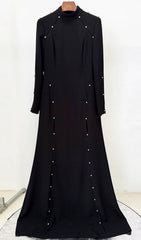 Electa Black Studded High Neck Maxi Dress