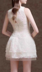 Elfreda Chic White Lace Mini Dress
