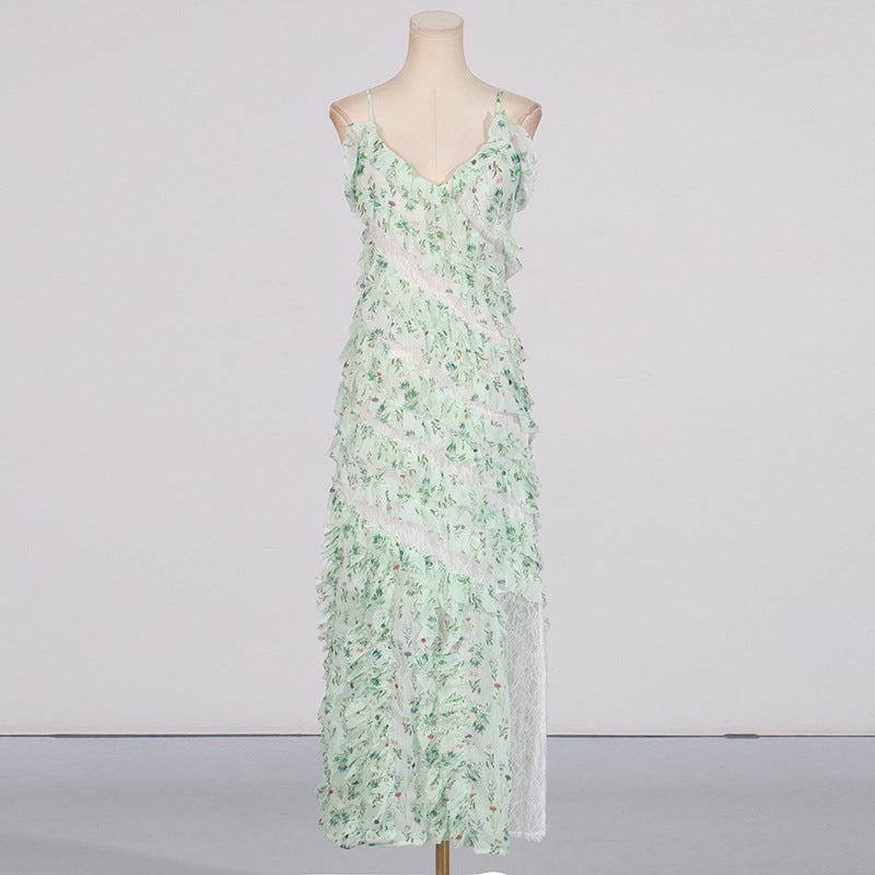 Romantic Floral Ruffle Maxi Dress