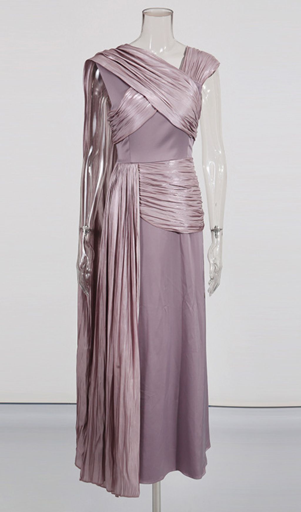 Ihsan Luxurious Mauve Ruched & Draped Maxi Dress