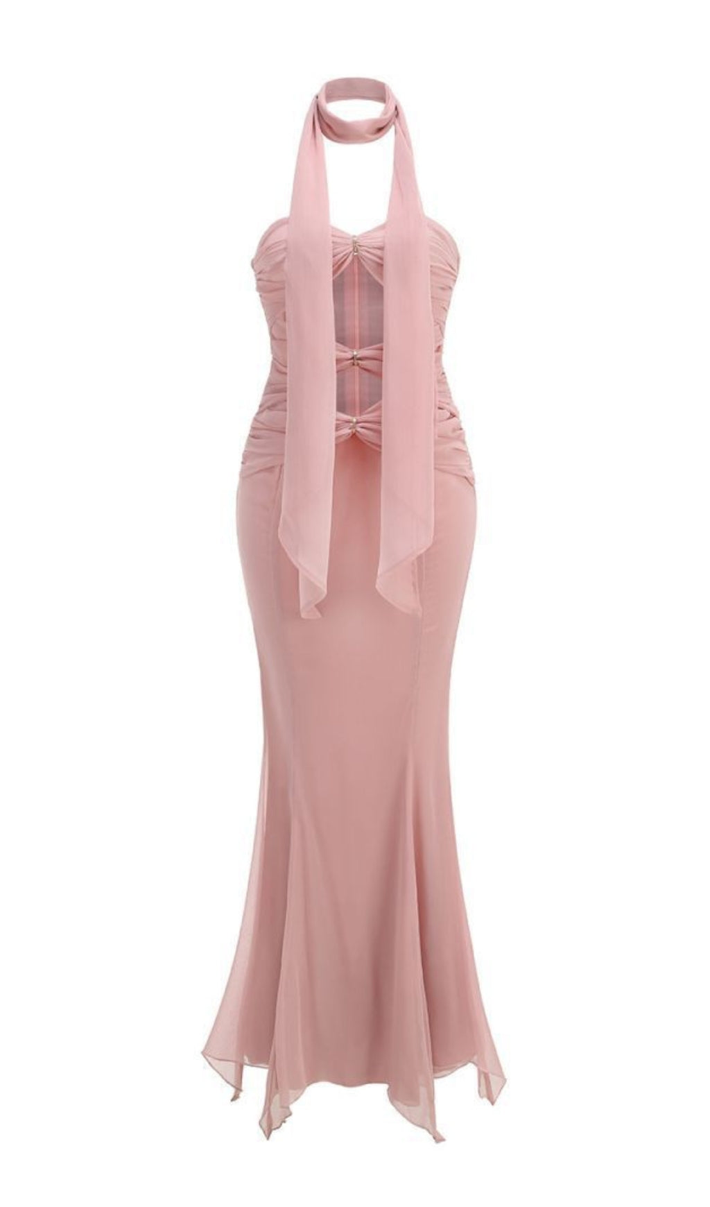 Drosera Blush Pink Cutout Halter Maxi Dress