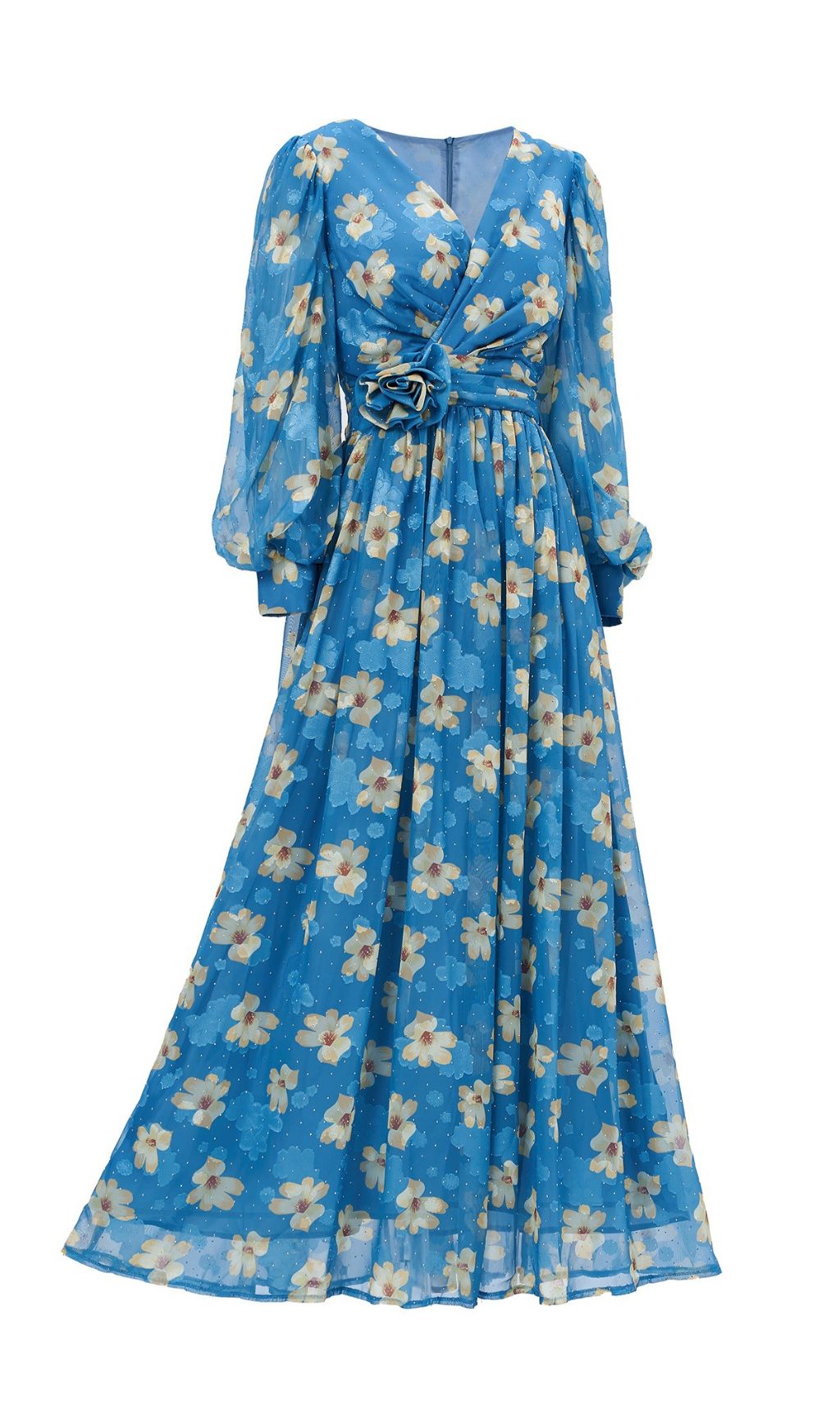 Feodora Enchanting Blue Floral Maxi Dress