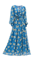 Feodora Enchanting Blue Floral Maxi Dress