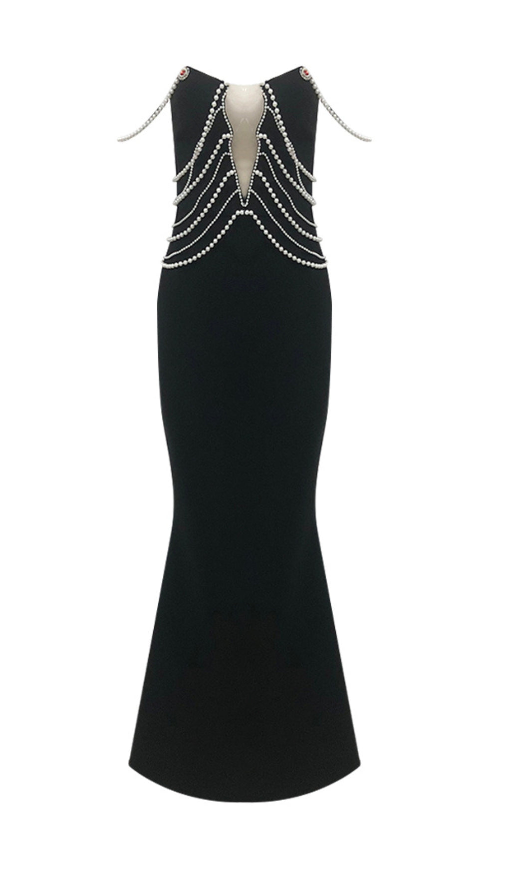 Clifton Dazzling Black Pearl Embellished Bandage Maxi Gown