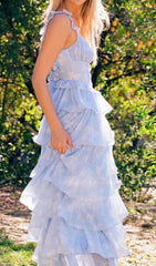 Eulalia Dreamy Blue Tiered Ruffle Maxi Dress