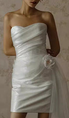 Colissa Strapless Sparkle Mini Dress with Floral Tulle Drape