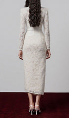 Gaia V-Neck Lace Midi Sheath Dress