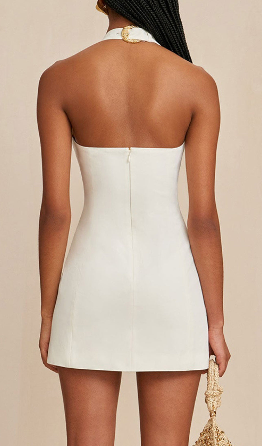 Brynly White Halter Mini Dress