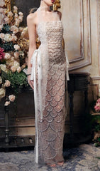 Jenna Scallop Sequin Backless Maxi Dress