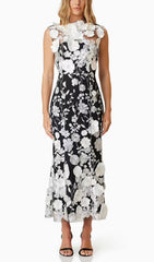 Cessair Enchanting Sky Blue 3D Floral Appliqu Sleeveless Midi Dress