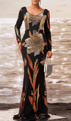 Debby Long Sleeve Sequin Evening Maxi Dress