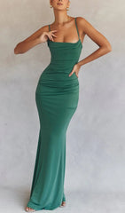 The Milena Emerald Green Corset Maxi Gown