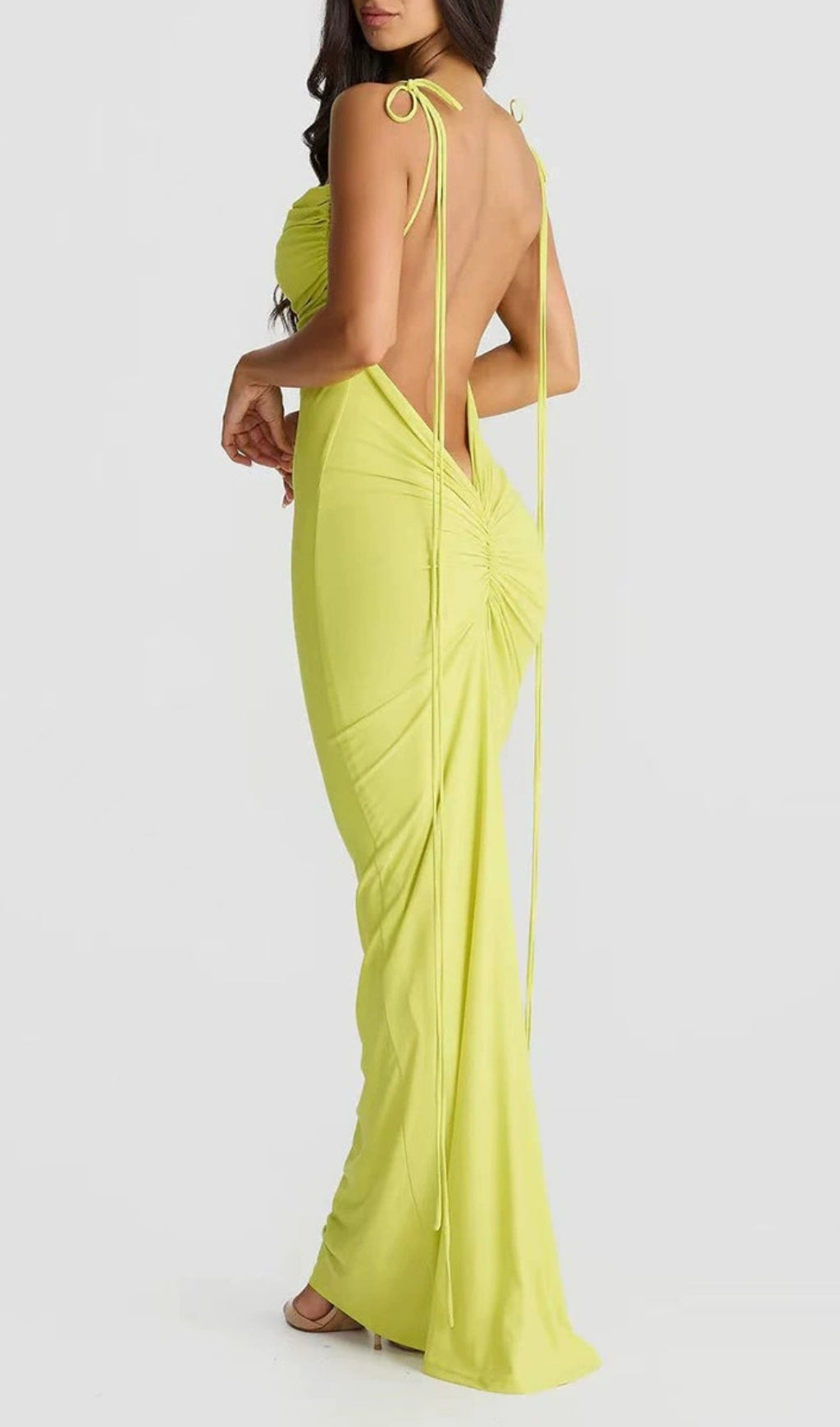 Radiant Yellow Draped Neck Strappy Maxi Dress