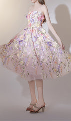 Danyale Dreamy Floral Embroidered Strapless Maxi Dress