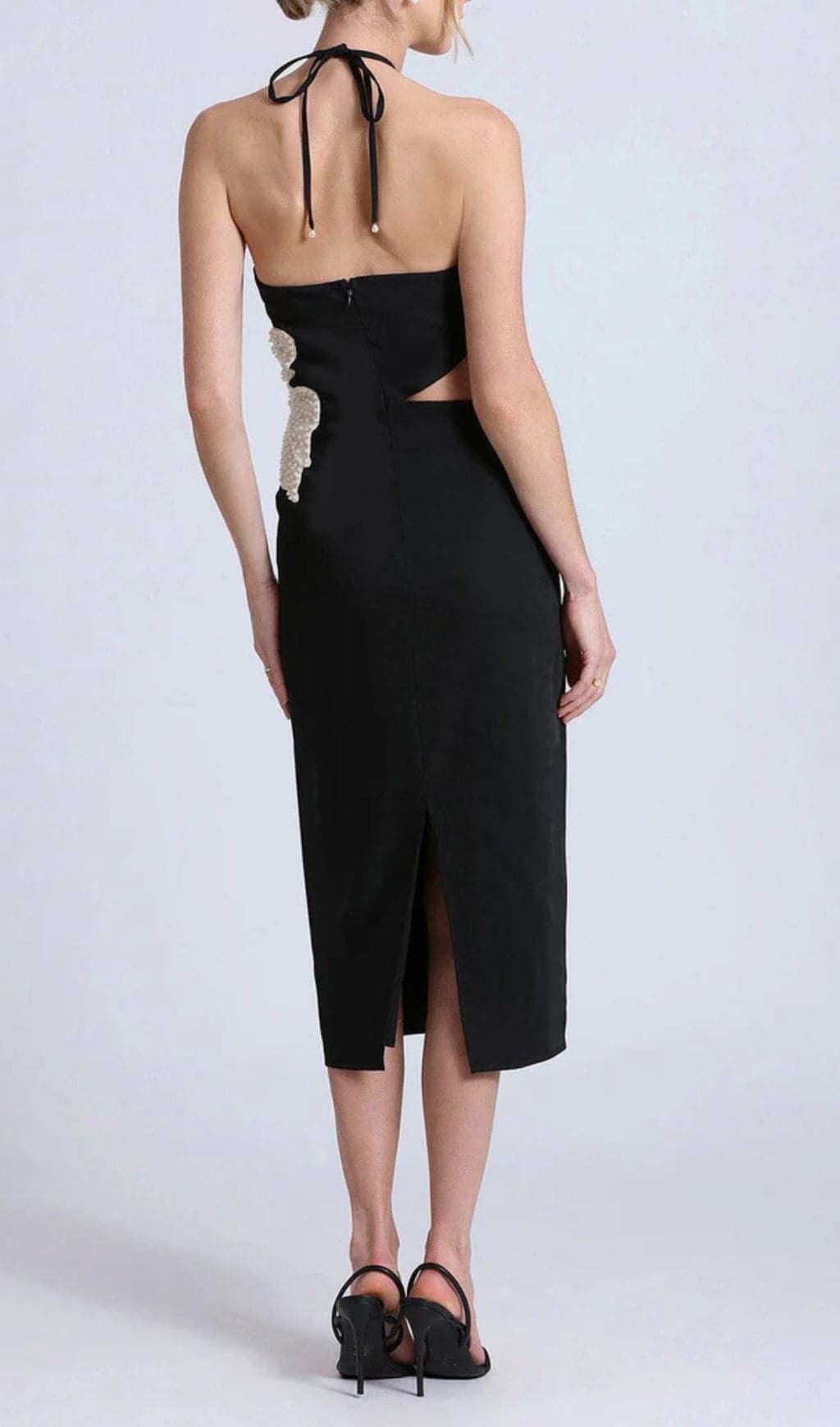 Showstopping Babette Floral Cutout Halter Bandage Midi Dress