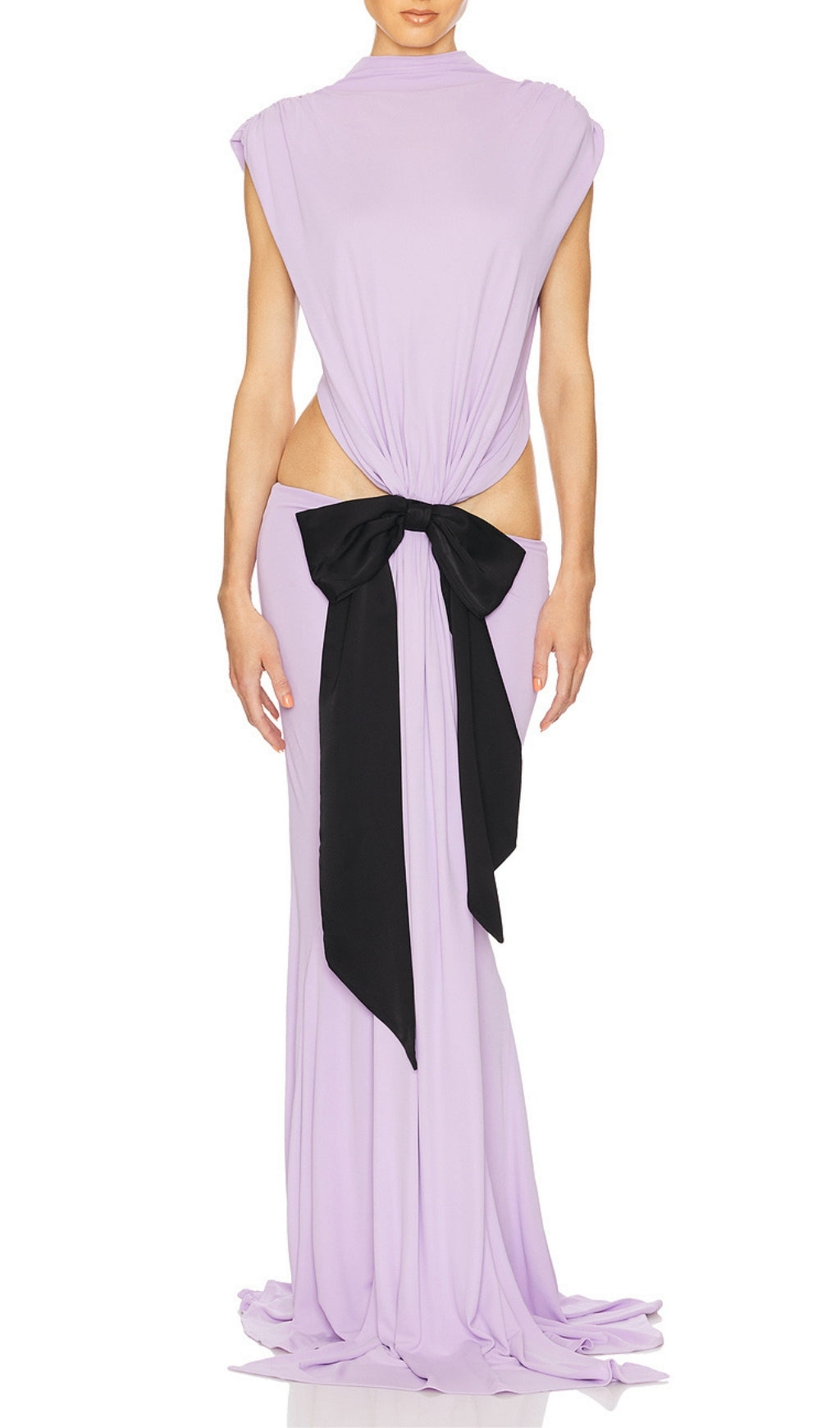 Elisae Lavender Bow Cutout Maxi Dress