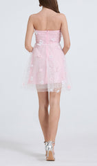 Dilys Pink Floral Sequin Strapless Mini Dress