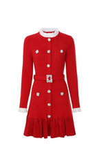 Vibrant Red Knit Mini Dress