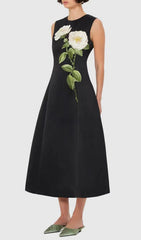 Gigi Rose Bloom Embroidered Sleeveless Midi Dress