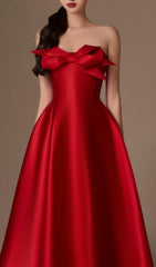 Avani Red Taffeta Bow Midi Dress