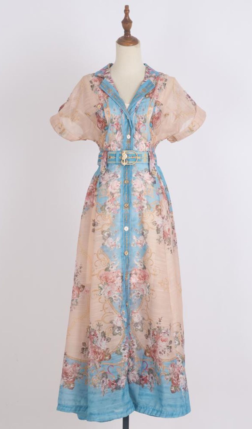 Gloria Enchanting Floral Belted Maxi Dress