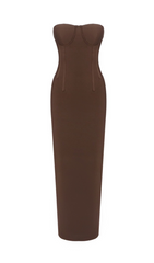 Holland Brown Sculpting Strapless Maxi Dress
